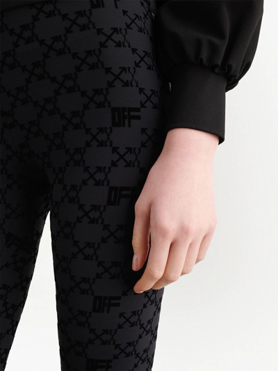 Off-white Flock Monogram Performance Leggings In Black