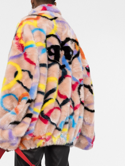 Philipp Plein Heart-print High-neck Coat In Neutrals