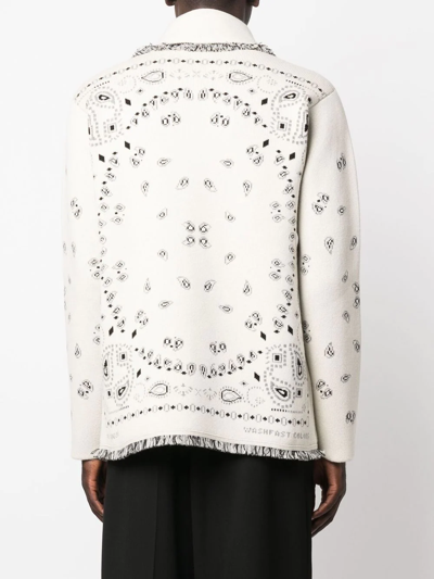 Shop Alanui Bandana Jacquard Cashmere Cardigan In Weiss