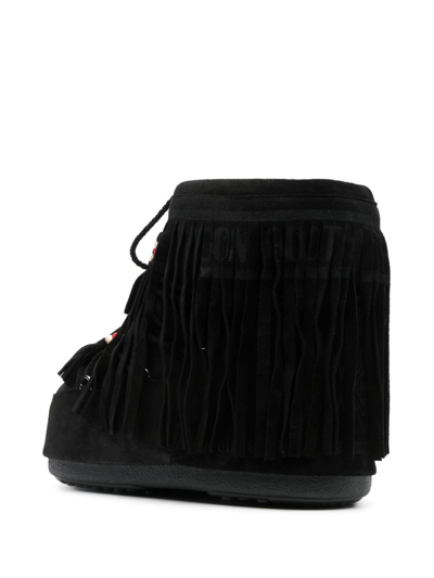 Shop Alanui X Moonboot Icon Low Fringed Snow Boots In Schwarz