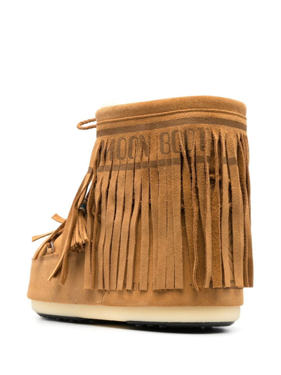 Alanui X Moonboot Icon Low Fringed Snow Boots In Braun