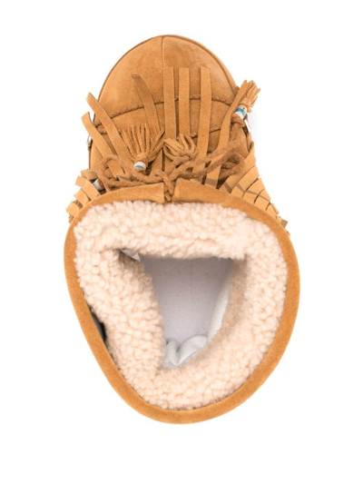 Alanui X Moonboot Icon Low Fringed Snow Boots In Braun