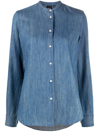 Shop Aspesi Chambray Cotton Shirt In Blue