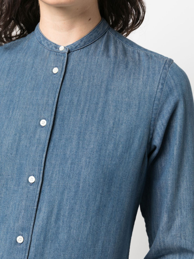 Shop Aspesi Chambray Cotton Shirt In Blue