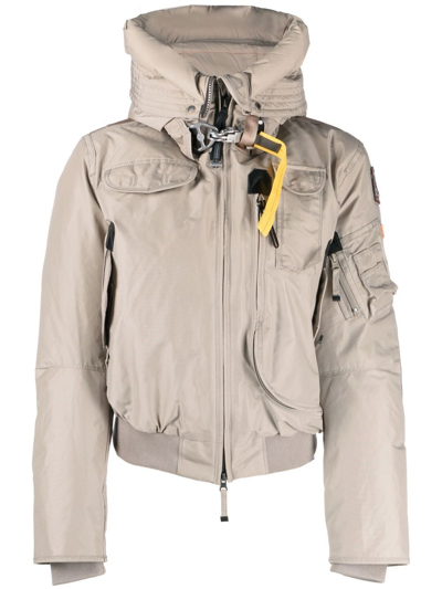 Shop Parajumpers Feather Down Hooded Jacket In Nude