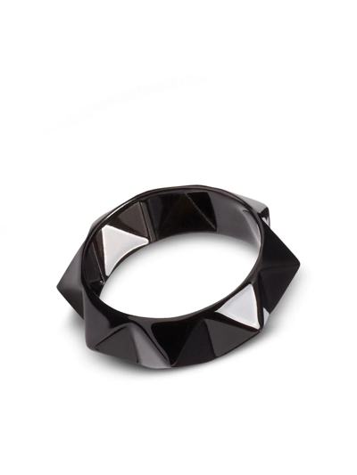 Shop Valentino Rockstud Metal Ring In Black