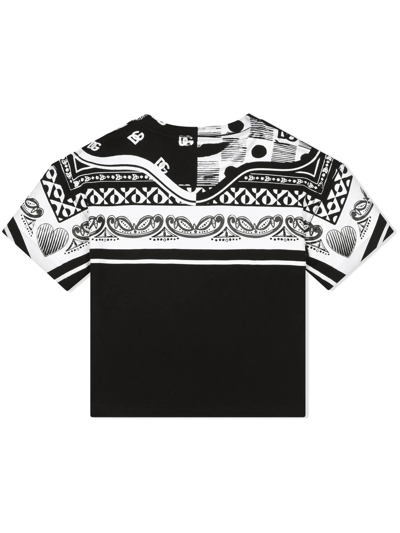 Shop Dolce & Gabbana Bandana Logo-print Cotton T-shirt In Black