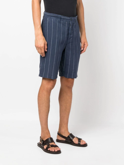 Shop 120% Lino Pinstriped Linen Bermuda Shorts In Blue