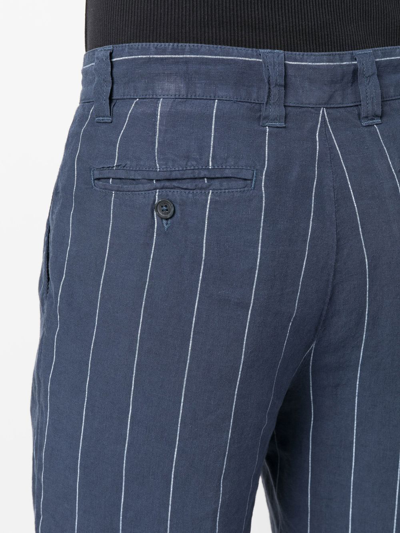Shop 120% Lino Pinstriped Linen Bermuda Shorts In Blue