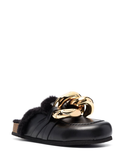 Shop Jw Anderson Chain-trim Leather Mules In Black