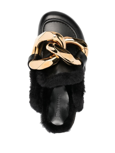 Shop Jw Anderson Chain-trim Leather Mules In Black