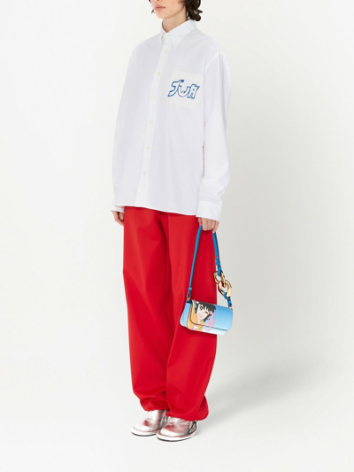 Shop Jw Anderson X Run Hany Logo-embroidered Cotton Shirt In White