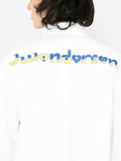 Shop Jw Anderson X Run Hany Logo-embroidered Cotton Shirt In White