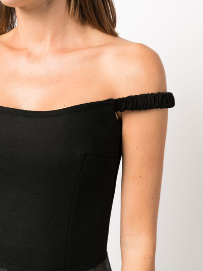 Shop Khaite Audra Off-shoulder Wool Top In Schwarz