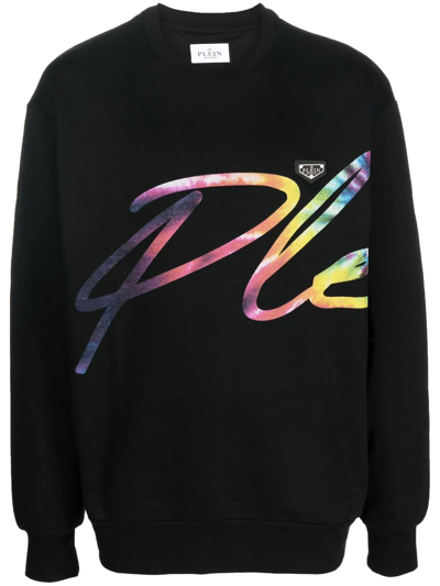 Philipp Plein Logo-print Crew-neck Sweatshirt In Schwarz