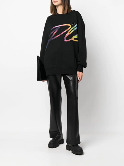 Philipp Plein Logo-print Crew-neck Sweatshirt In Schwarz