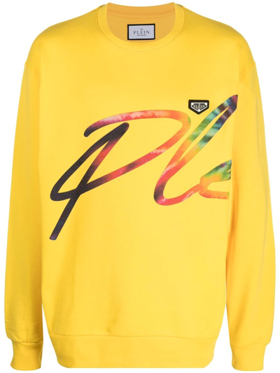 Shop Philipp Plein Signature Logo-print Sweatshirt In Gelb