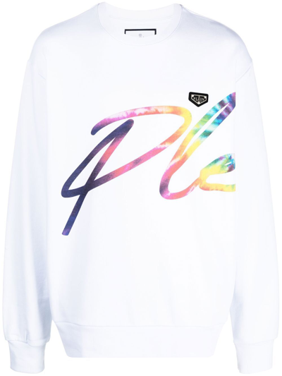 Shop Philipp Plein Signature Logo-print Sweatshirt In Weiss