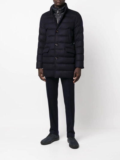 Moorer Padded Zip-up Coat In Blau