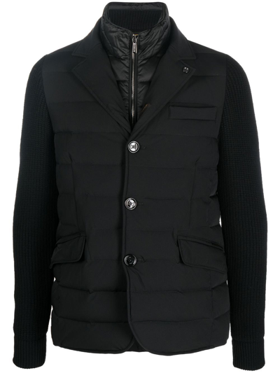 Shop Moorer Button-up Padded Down Jacket In Schwarz