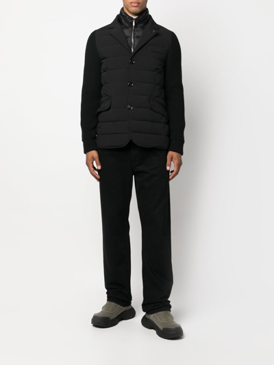 Moorer Button-up Padded Down Jacket In Schwarz