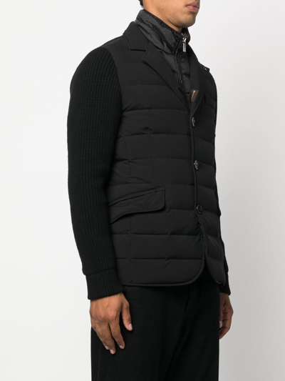Moorer Button-up Padded Down Jacket In Schwarz