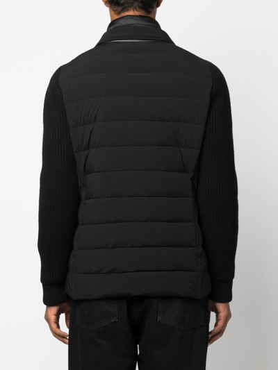 Moorer Button-up Padded Down Jacket In Schwarz