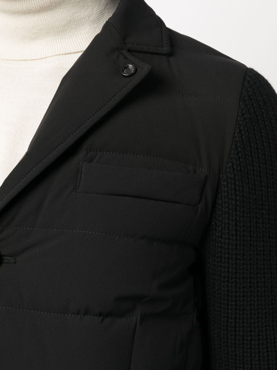 Moorer Button-up Padded Down Jacket In Schwarz