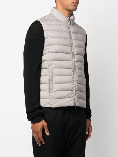 Moorer Quilted High Collar Sleeveless Jacket With Pockets In Nude