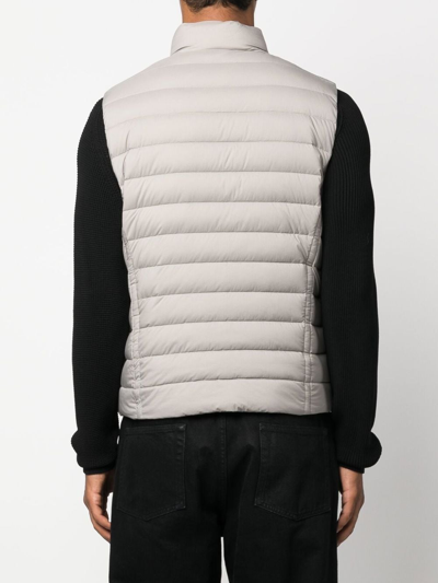 Moorer Quilted High Collar Sleeveless Jacket With Pockets In Nude