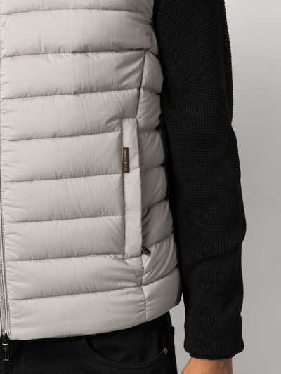 Moorer Quilted High Collar Sleeveless Jacket With Pockets In Nude