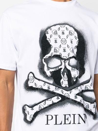Shop Philipp Plein Skull-print Rhinestone T-shirt In Weiss