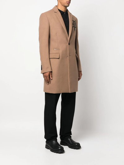 Philipp Plein Gothic Plein Single-breasted Coat In Braun