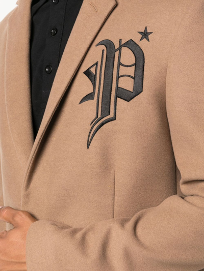 Philipp Plein Gothic Plein Single-breasted Coat In Braun