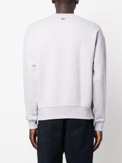 Shop Lacoste Logo-patch Long-sleeve Sweatshirt In Grau