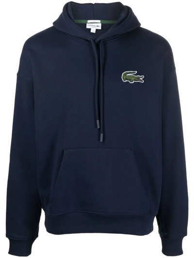 Lacoste Chest Logo-patch Detail Hoodie In Blue | ModeSens