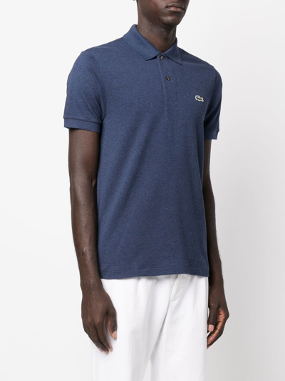 Lacoste Buttoned Collar Lightweight Cotton Polo With Classic Design In Blau