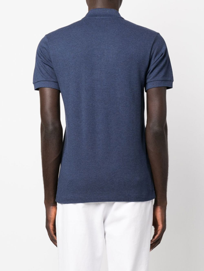 Lacoste Buttoned Collar Lightweight Cotton Polo With Classic Design In Blau