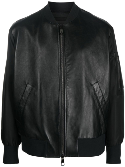 Shop Neil Barrett Leather Panelled Bomber Jacket In Schwarz