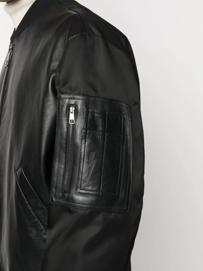 Shop Neil Barrett Leather Panelled Bomber Jacket In Schwarz