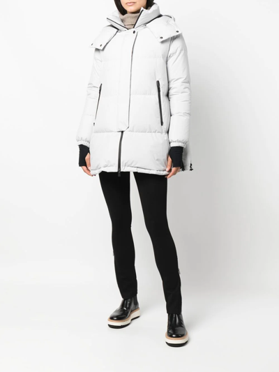 Herno Hooded Feather-down Padded Coat In Grau
