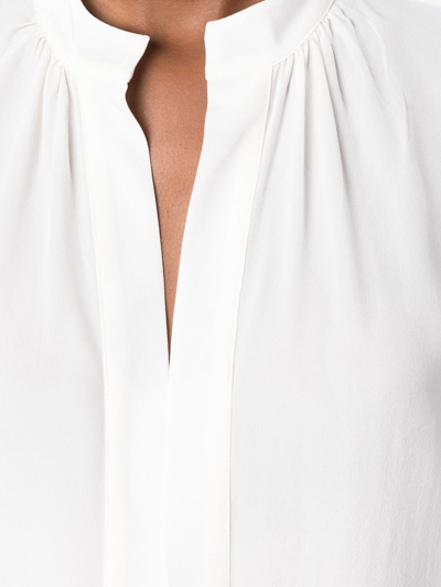 Shop Callas Milano Olympia Long-sleeve Silk Blouse In Neutrals
