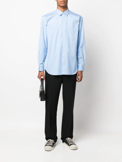 Comme Des Garçons Shirt Blue Cotton Poplin Plain Shape 1 Shirt In Blue