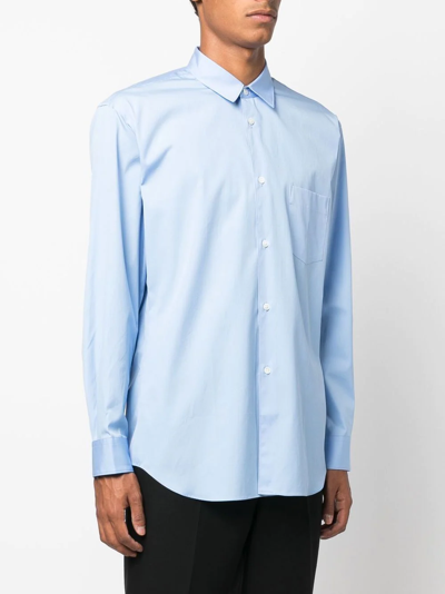 Comme Des Garçons Shirt Blue Cotton Poplin Plain Shape 1 Shirt In Blue