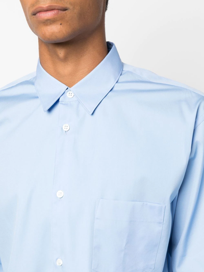 Comme Des Garçons Shirt Blue Cotton Poplin Plain Shape 1 Shirt In Blue