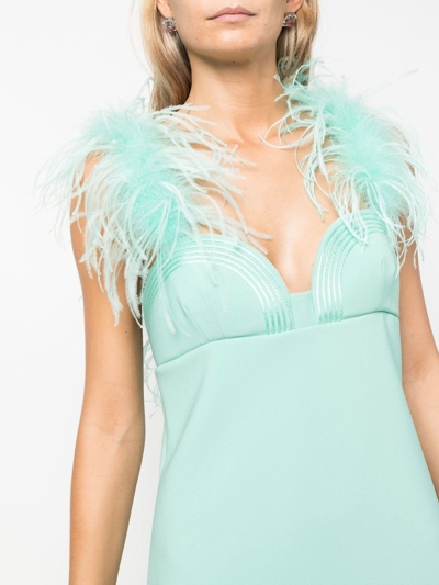 ELIE SAAB FEATHER-DETAIL SWEETHEART-NECK DRESS 