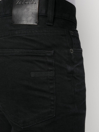 Shop Zegna Dark-wash Slim-fit Jeans In Schwarz