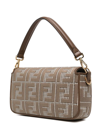 Shop Fendi Monogram-pattern Shoulder-bag In Braun