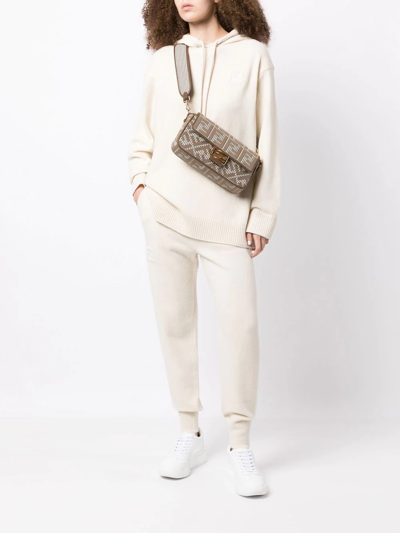 Fendi Wool-cashmere Knit Trousers In Weiss