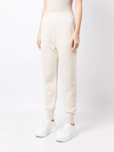 Fendi Wool-cashmere Knit Trousers In Weiss